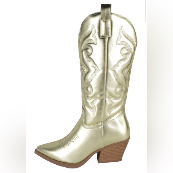 Top Moda Elk Gold Wester Cowgirl Full Zipper Calf Boots New - Picture 2 of 11